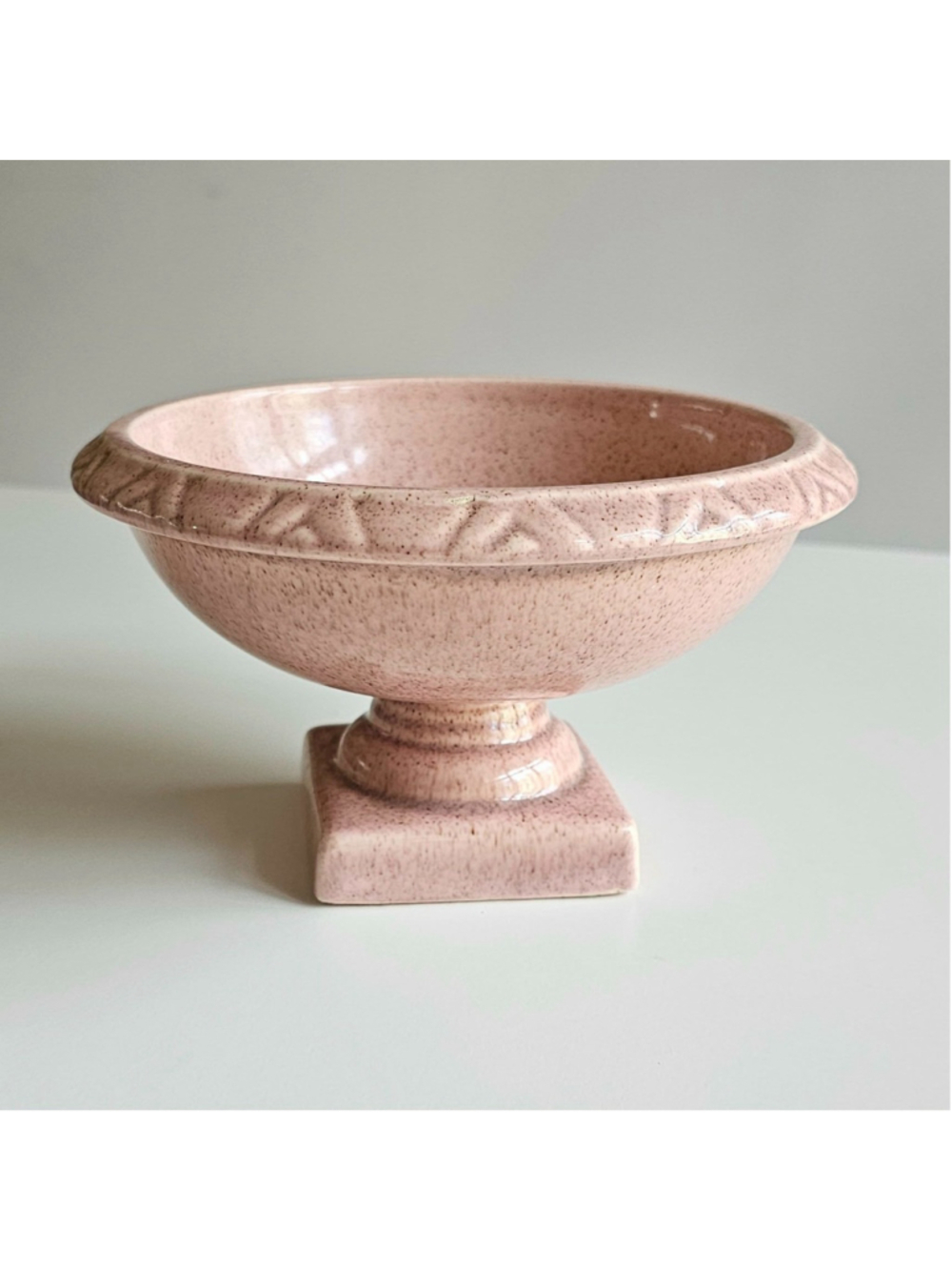 Vintage Red Wing Pottery #1548 Pedestal Compote Bowl - Fleck Zephyr Pink MCM